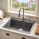 20x16 Inch Drop in Kitchen Sink, 304 Black Stainless Steel Sink