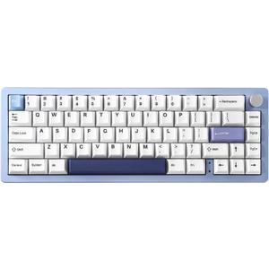 YUNZII AL66 Wireless Mechanical Keyboard,Full Aluminum CNC,65% Knob Control,Bluetooth/2.4G/Wired,Hot Swappable Pre-lubed Switches,Gasket Mounted RGB for Win/Mac(Milk Switch, Blue) (Milk Switch, Blue)