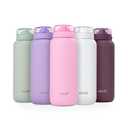 Ello Cooper 22oz Stainless Steel Water Bottle with Straw and Carry Handle, Double Walled and Vacuum Insulated Metal, Leak Proof Locking Lid with Soft Silicone Spout, Reusable, BPA Free (Bubblegum)