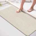 Extra Long Non-Slip Bath Mat, 15.7×36 Inch, PVC Loofah Bathroom Mats, Loofah Mats for Shower and Bathroom, Quick Drying, Beige