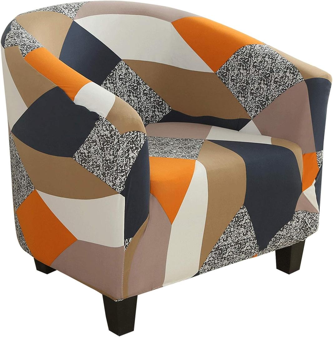 SearchI Club Chair Slipcover Stretch Barrel Chair Covers Printed Tub Chair Slipcovers Soft Spandex Armchair Sofa Cover Removable Couch Furniture Protector Arm Chair Cover for Living Room(Flower 12)