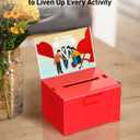Uniclife Acrylic Donation Box with Lock and Sign Holder Red Ballot Box with Slot Plastic Suggestion Boxes Tip Jar Cash Storage Container Drop Chest for Fundraising Voting Raffle, 6.2" x 5" x 4"
