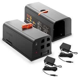 Electric Mouse Trap, 2 Pack Indoor Reusable Electric Mouse Trap Zapper with Anti-Escape Design & Dual Power, Electronic Rat Trap with No-Touch Cleaning for Kitchen, Garage