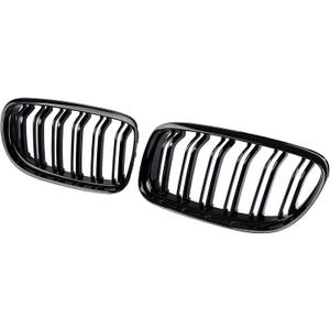 Front Bumper Kidney Grille, Pair Gloss Black Grill Double Line Compatible with 2009-2011 BMW E90 328i 318i 320i 323i 325i 330i 335i