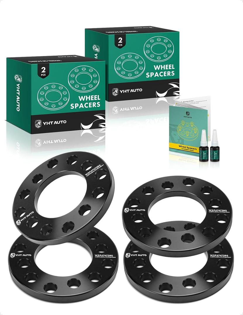 YHTAUTO 4x100/4x108/4x4.5 Wheel Spacers 12mm w/o Bolts Fits Ford Focus, Honda Civic, Nissan Altima, Toyota, Hyundai, Acura Models, 4 Lug Tire Spacers w/ 73.1mm Center Bore, 4PCS Black