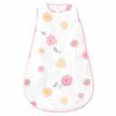 Amazing Baby Cotton Muslin Sleeping Sack, For Baby Girl, Wearable Blanket with 2-way Zipper, Watercolor Roses, Pink, Medium (6-12 Month) (White)