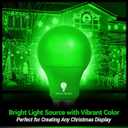 Bluex Bulbs 2 Pack BlueX LED A19 Green Light Bulb - 9W (60Watt Equivalent) - E26 Base LED Lights, Party Decoration, Porch, Home Lighting, Holiday Lighting, Decorative Illumination Bulb