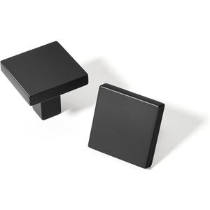 TUNNY 10 Pack Square Solid Cabinet Knobs - Matte Black Furniture Hardware Handles for Kitchen Cabinets Bedroom Dresser Wardrobe Cabinet Pulls
