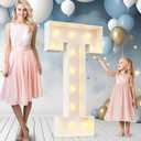 Ledido 4FT Marquee Light Up Letters T, Easy to Assemble Marquee Letters 4 Feet Tall for Indoor & Outdoor Events, Large Lighted Letter for Birthday Graduation Baby Shower Anniversary Party Decorations