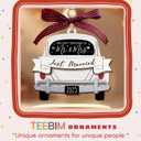 4 x First Christmas Married Ornament 2025 - Wedding Gifts - Mr and Mrs Gifts - Wedding Gift for Couples 2025, Bride, Future Mr and Mrs - Bridal Shower Gift for Married Newlywed - Wood Ornament