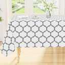 Smiry Rectangle Table Cloth, Waterproof Vinyl Tablecloth with Flannel Backing for Rectangle Tables, Wipeable Spillproof Plastic Tablecloths for Dining, Camping, Indoor and Outdoor (52"x70", White)