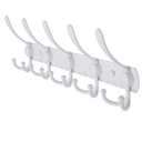 Dseap Coat Rack Wall Mount - 29.5” Long 8-Tri-Hooks Heavy Duty Coat Hanger Rail Wall Hooks for Hanging Coats Hats Clothing Clothes Purse Mudroom Entryway, White