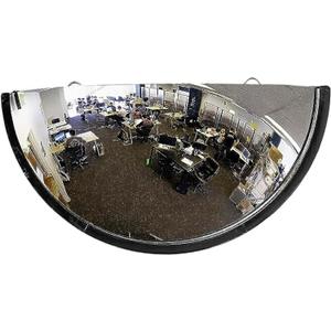 18 Acrylic Bubble Half Dome Mirror with Black Rim, Round Indoor Security Mirror for Driveway Safety Spots, Outdoor Warehouse Side View, Circular Wall Mirror for Office Use (19.5"L x 10"W)