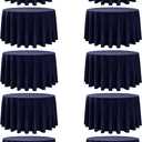 10-Pack Navy Blue Round Tablecloths, 108 Inches, Stain-Resistant Polyester for 4-5 Ft Round Tables - Washable Table Covers for Weddings, Banquets, Birthday Parties, Events