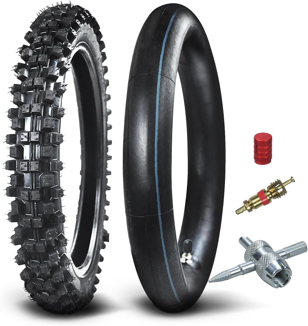 Front 60/100-14 2.50-14 Tire and Inner Tube for 110cc 125cc CRF70 CRF110 XR70 KLX110 TTR90 PW80 RM60 RM65 TaoTao DB14 SSR Apollo Coolster Dirt Pit Bike Motorcycle Off Road Motocross Heavy Duty