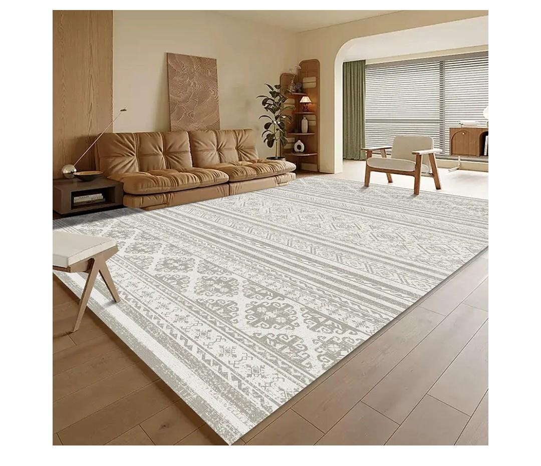 RUGSURE Washable Area Rugs 6' x 9'  1/6 Thick  MoroccanInspired Stain & Water Resistant NonSlip  Resistant Rug for Living Room, Bedroom, Nursery, Pet & Child Friendly (Grey)