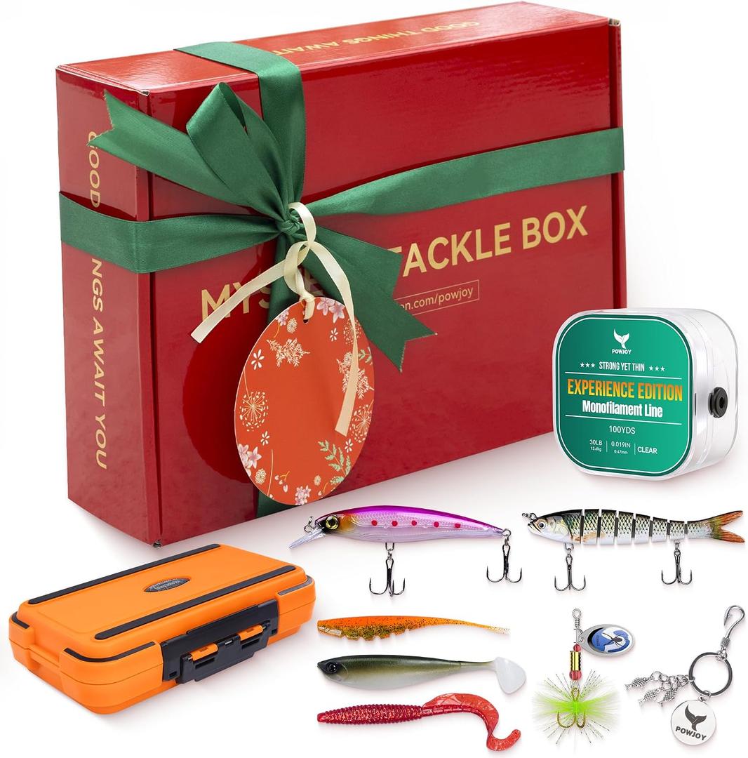 17 Packs - 83 Pieces Complete Fishing Gear Kit With Line And Tackle Box - Ideal Gift For Father Men Dad Husband Boyfriend, Ready To Fish Lures & Accessories Set Included Soft Baits Metal Spoons
