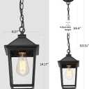 Outdoor Pendant Lights for Porch, HWH Exterior Hanging Lantern, Farmhouse Outdoor Pendant Light for Gazebo, Seeded Glass Shade, Matte Black, 5HX64HM BK (Large)