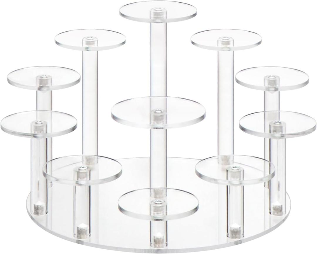 DIWNELEM Round Acrylic Jewelry Stand Acrylic Display Riser Stands Dessert Tower Display Tower for Watch, Jewelry, Rings, Earrings, Mini Figurines, Cupcakes(Clear, 11Tier)