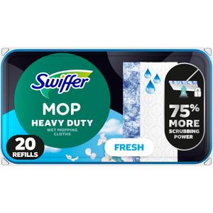 Swiffer Sweep + Mop, Wet Pads Refill, Floor Cleaner, Cleaning Cloths, Heavy Duty, Fresh, 20ct (20 Count (Pack of 1))