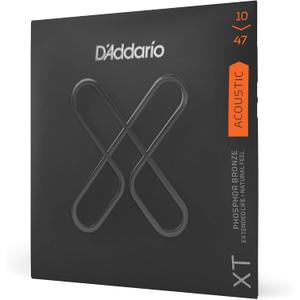 D'Addario Guitar Strings - XT Phosphor Bronze Coated Acoustic Guitar Strings - XTAPB1047 - Extended String Life with Natural Tone & Feel - For 6 String Guitars - 10-47 Extra Light