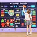 My First Daily Calendar-Preschool Classroom Must Haves, Circle Time Learning Center, Days of the Week Chart for Toddlers Learning, Classroom Calendar for Kids, 3.3Ft Felt Board for Toddlers