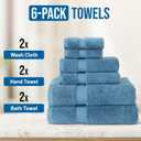 TOWELTIQUE- Organic Cotton Luxury Bath Towels Pack of 6 GOTS & Oeko- TEX Certified | Premium Soft, Absorbent & Quick-Drying Towels for Bathroom, Gym, Spa & Hotel Use – Turquoise, 30” x 58”, 16” x 30”, 13” x 13”