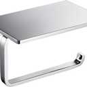 Toilet Roll Paper Holder for Bathroom Solid Brass and Superior Hotel Style Tissue Roll Holder with Cell Phone Storage Polished Chrome Finished