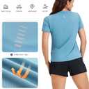 Yoga Women Short Sleeve T-Shirts UPF 30+ Sun Protection Quick Dry Athletic Running Workout Tops Ultra-Soft (XXL)