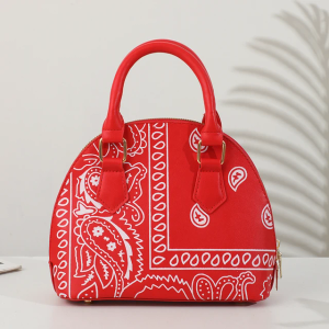 Mini Zip Around Dome shoulder  Bag Women's Shape Purse Satchel Patent Leather Top Handle Tote Red