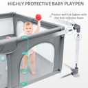 Baby Playpen, 71 x 59 Inches Large Playpen for Babies and Toddlers, Extra Safe with Anti-Collision Foam Playpens for Babies, Indoor & Outdoor Playard for Kids Activity Center with Gate