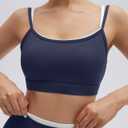 SUUKSESS Women 2 Pieces Workout Sets Padded Spaghetti Straps Tank Tops High Waist Biker Shorts Gym Yoga Active Wear Matching Sets (Navy Blue, S)
