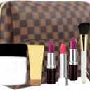 Makeup Bag, Cosmetic Bag, Portable Leather Large Checkered Makeup Bag, 2 Pack Large Capacity Travel Cosmetic Bag for Women, Lightweight Design and Waterproof Toiletries Bag Christmas Gifts