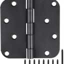 3 Pack Black Door Hinges Matte Black 4 Inch 5/8" Radius Hinges for Doors 4 Inch Exterior/Interior Door Hinge Rounded Gate House Front Door Hinges Standard Residential Heavy Duty Door Hardware