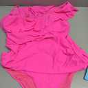 Yonique Women's Two Piece Swimsuits One Shoulder Tankini Tummy Control Bathing Suits Ruffle Swimwear (Pink, L)
