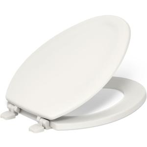 KOHLER 4647-96 Stonewood Toilet Seat Elongated,Wood Toilet Seat, Elongated Toilet Seat for Standard Toilets, Toilet Lid, Biscuit