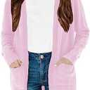 Girls Cardigan with Pockets Open Front Striped Color Block Knitted Soft Sweater Coat