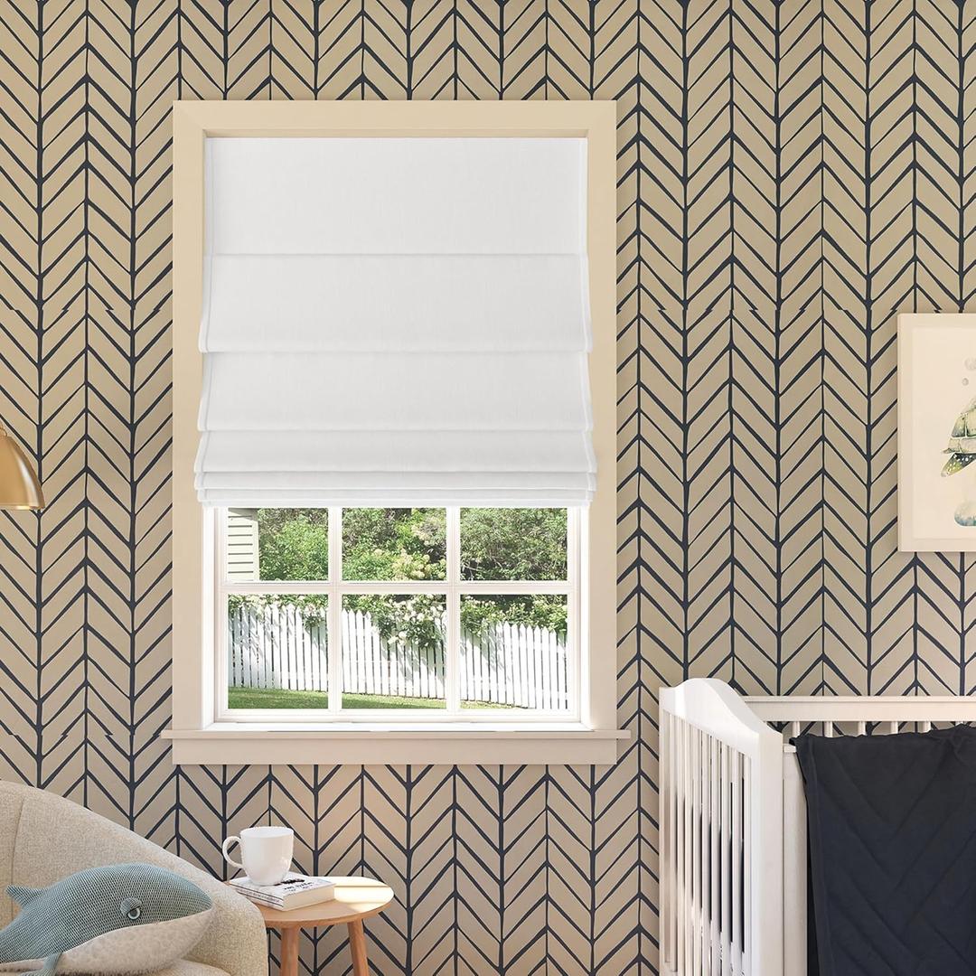 Sun Zero Preble Textured Total Blackout Cordless Roman Shade, 35" x 64", White