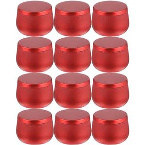 EXCEART Candle Tin Can 12Pcs 8oz Candle Round Candle Containers Metal Candle Jars DIY Wax Making Crafts Storage Sprouter Cans with Lids (Red)