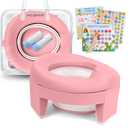 MCGMITT Portable Potty Seat for Kids Travel - Foldable Training Toilet Chair for Toddler Girls with Storage Bags for Outdoor and Indoor Easy to Clean (Pink)