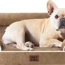 EHEYCIGA Orthopedic Dog Bed for Medium Dogs, Waterproof Memory Foam Medium Dog Beds with Sides, Non-Slip Bottom and Egg-Crate Foam Pet Couch Bed with Washable Removable Cover, Camel (30.0"l X 20.0"w X 6.5"th)