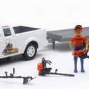 New Ray New 1:20 NEWRAY KUBOTA Collection - KUBOTA Pickup Truck with Trailer & Lawn Tractor Model Toys, 1:20 Scale