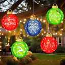 Leinuosen 5 Pcs Lighted Christmas Ornament Ball 11.8in Giant Waterproof Outdoor Hanging Merry Christmas Balls with LED Lights Pop-up Xmas Foldable Decoration Sphere Light for Holiday Yard Tree Decor