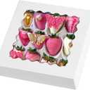 9" x 9" x 2.5" Pie Boxes, 20 Pack Auto Pop-up Chocolate Covered Strawberry Boxes White Bakery Boxes with Window for Cookies, Treats, Pastry, Breakable Heart, Donuts, Muffins