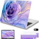 Mektron Case for MacBook Air 13 inch M1 A2337 A2179 A1932,Hard Cover 2018-2021 Air 13-inch with Touch ID, Exclusively Designed Protective Shell with Keyboard Skin+Screen Protector, Rose Marble