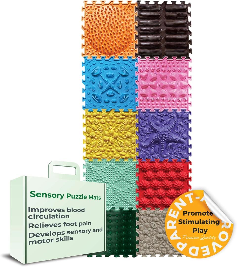 Massage Puzzle Floor Mats - Orthopedic Game Mat for Kids, Sensory Play, Interlocking Floor Tiles, Childrens Play Mats, Game Mat Se (Morning Miracle)