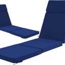 72 x 21 Inch Outdoor Chaise Lounge Cushions Set of 2 - Removable Cover, 4-Section Design, Water-Repellent & Fade-Resistant, 6 Tie Straps, Replacement for Patio & Pool Chairs - Navy