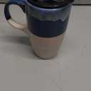 Bosmarlin Ceramic Travel Coffeel Mug with Handle and Lid, 18 oz, Portable Coffee Cup for Car Cup Holder, Microwave and Dishwasher Safe, Reactive Glaze (Deep Blue)