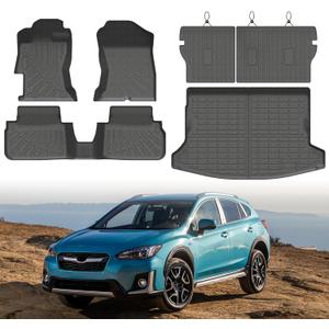 Mixsuper Floor Mat & Cargo Liner for Subaru Crosstrek 2018-2023 & 2017-2023 Impreza (Not Hybrid Models),All Weather TPE Floor Liners for Crosstrek Accessories,Full Set Anti-Slip Car Mats,Black