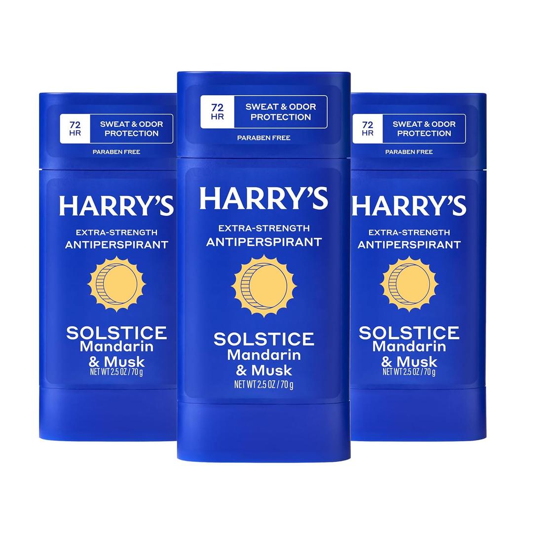 Harry's ExtraStrength Antiperspirant Deodorant for Men  Solstice  (3 Pack) 2.5 oz  72Hour Sweat and Odor Protection